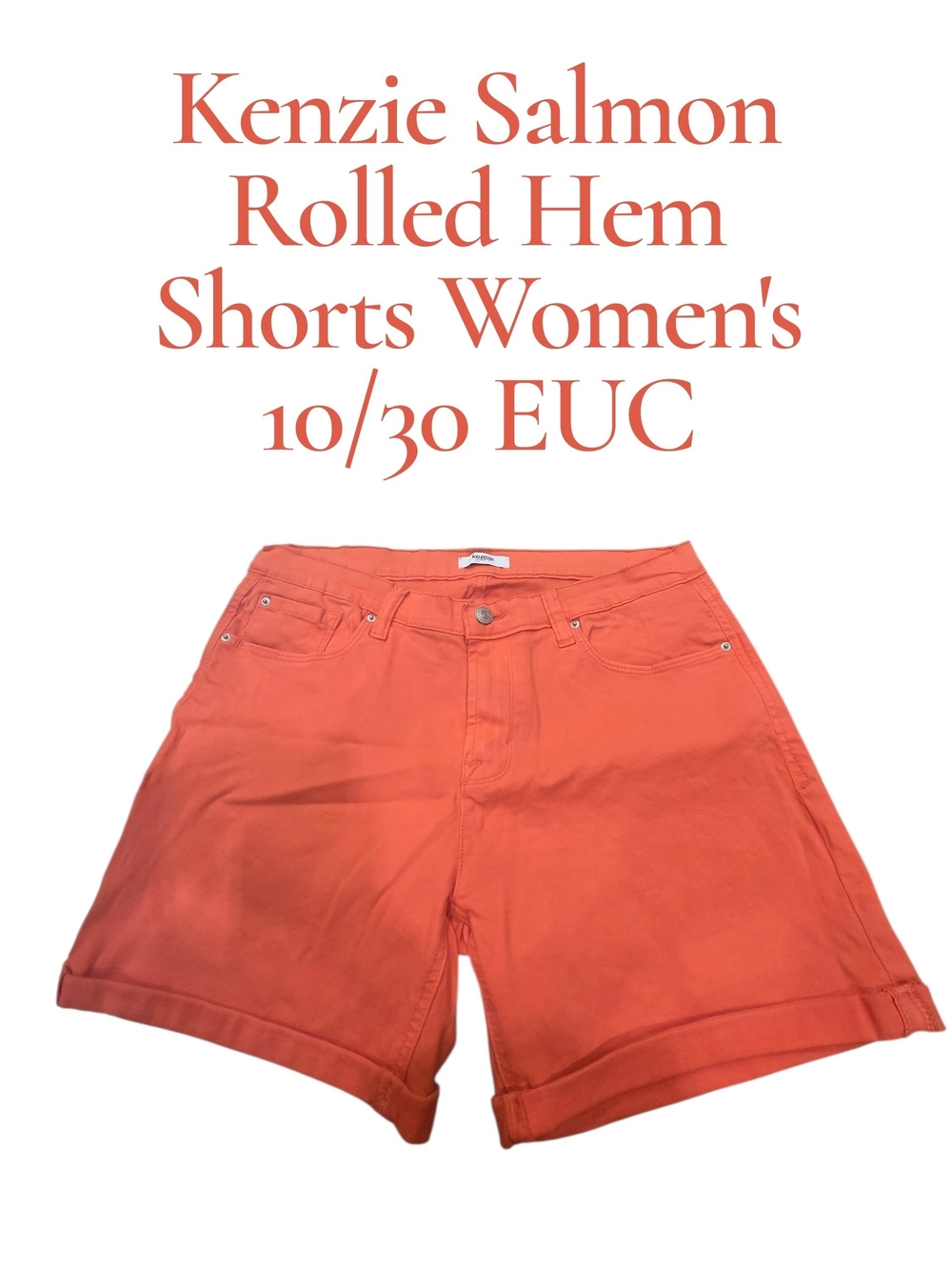 Kensie Rolled Hem Women's Shorts - Salmon Euc